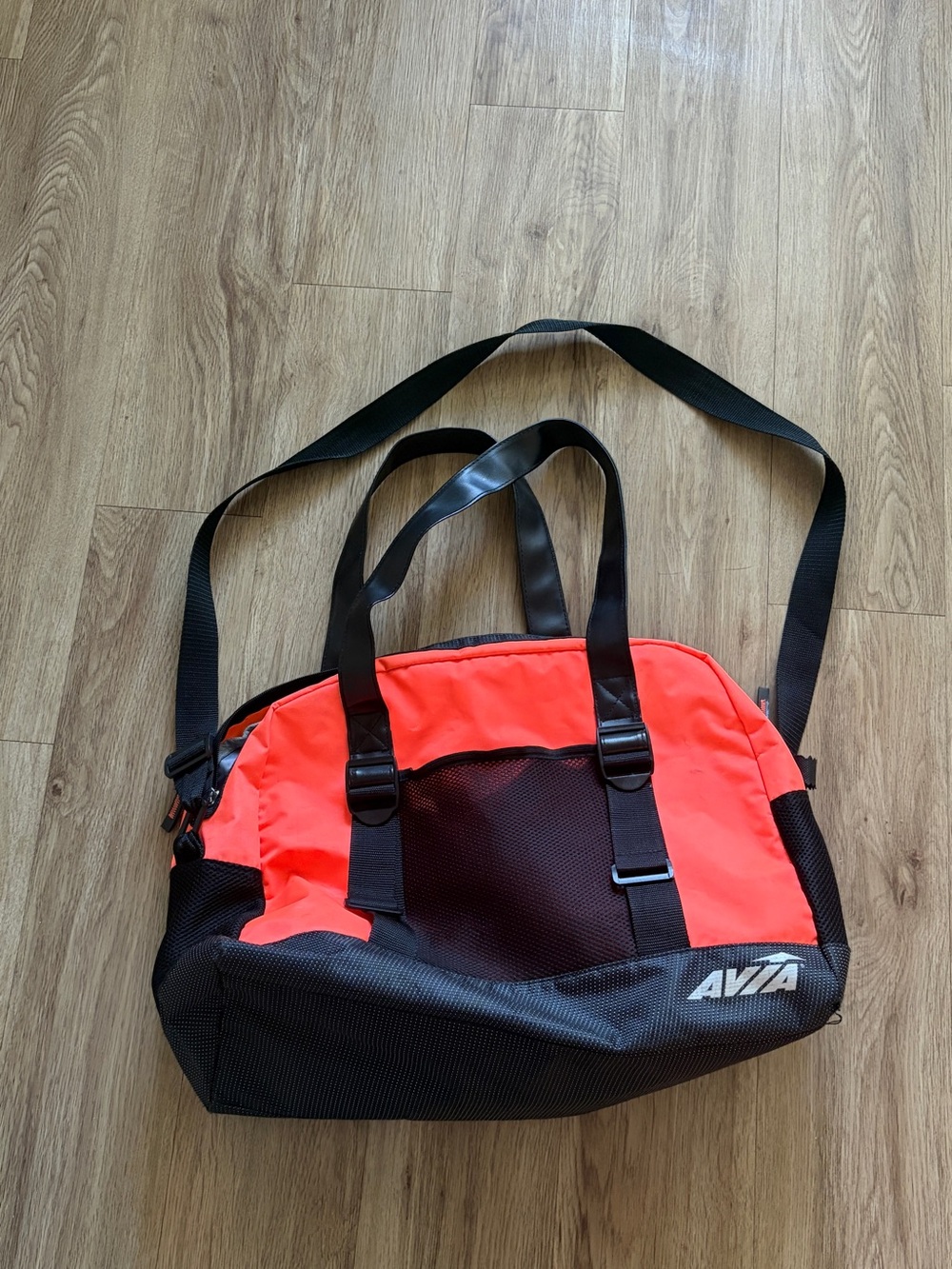 Avia Black and neon orange Duffel Bag with Shoulder Strap